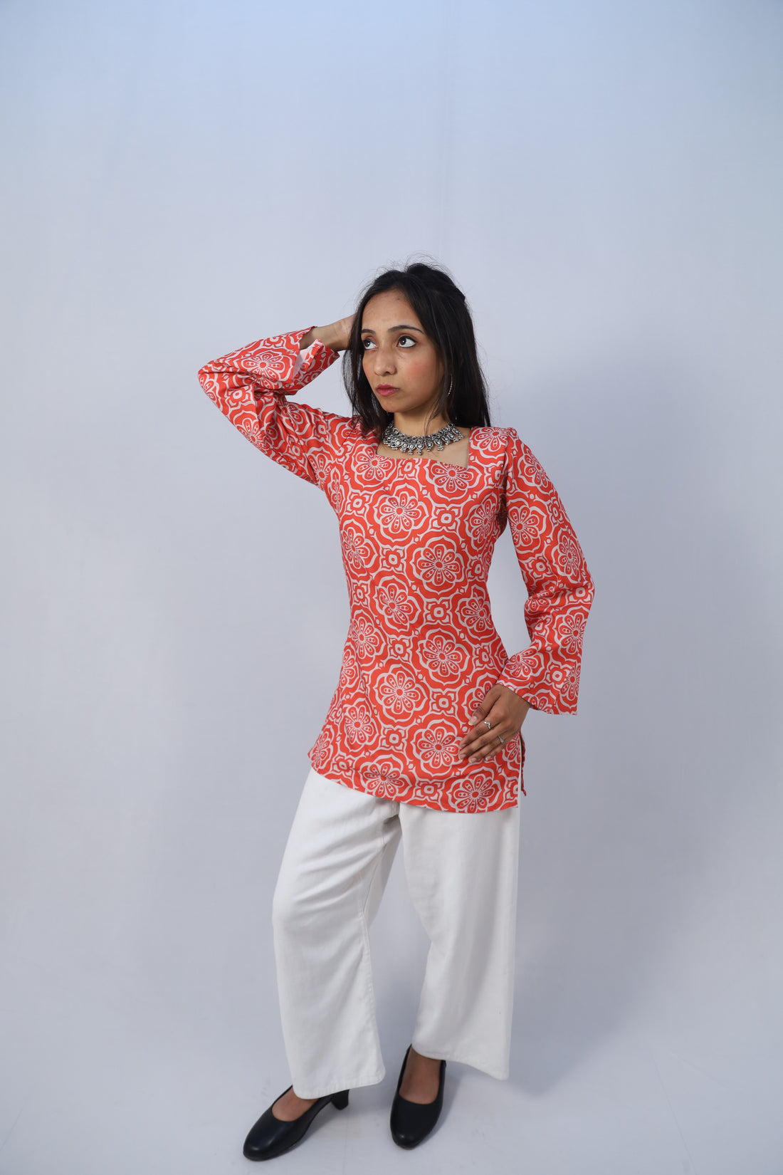 MISHREE Multicolor Cotton Short Printed Kurti For Women & Girls