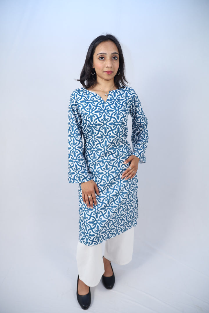 Ziyaa Multicolor Cotton Short Printed Kurti For Women & Girls