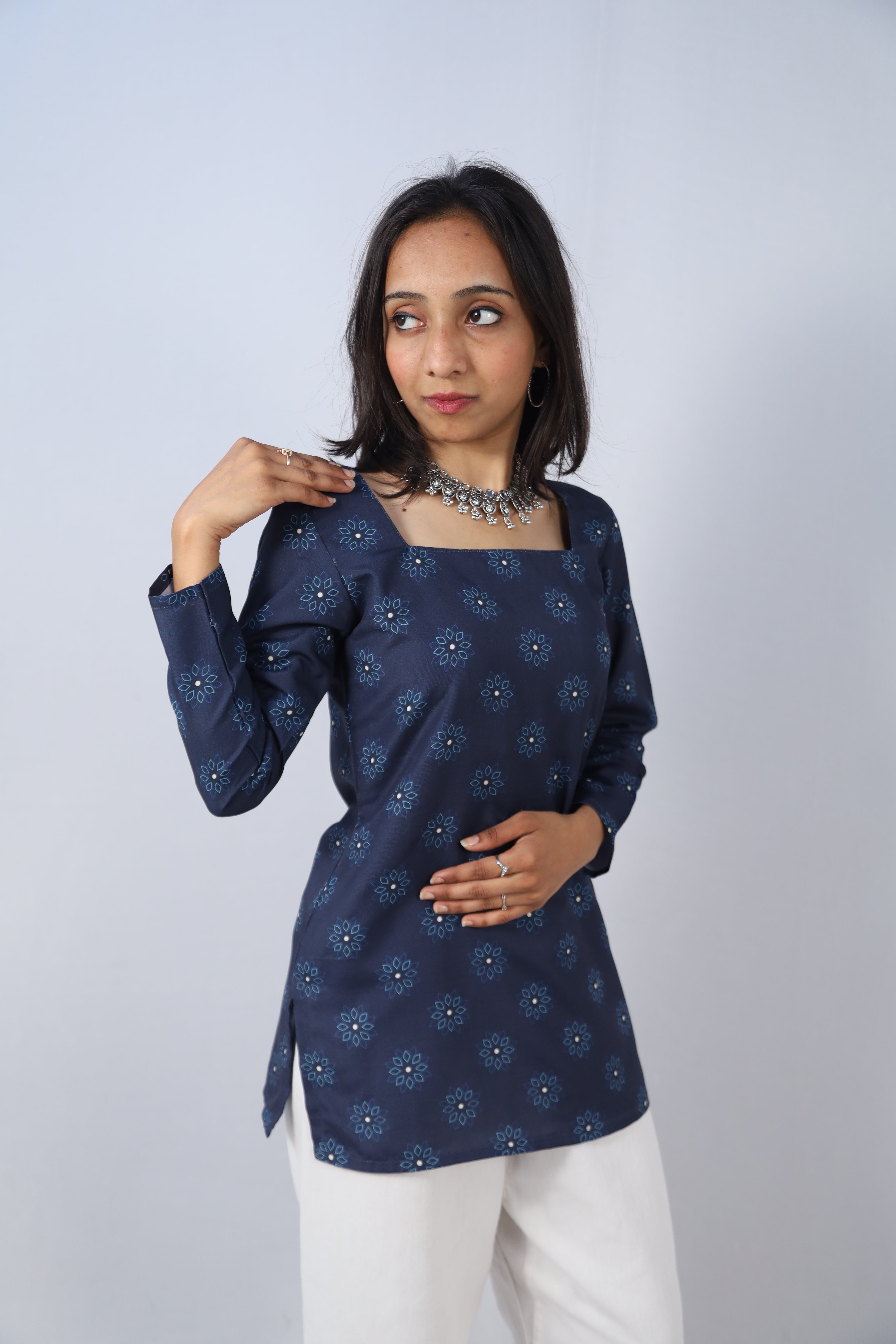 Aanya Multicolor Cotton Short Printed Kurti For Women & Girls