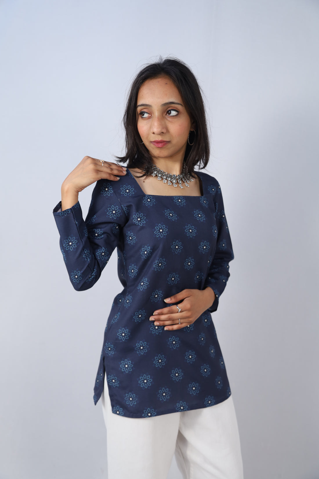 Aanya Multicolor Cotton Short Printed Kurti For Women & Girls